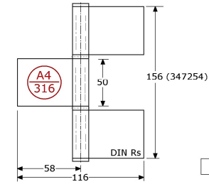 347254 - vlagfitsen met losse RVS-316 pen ø10mm roestvrijstaal 316 156x116x3 mm 10mm
16mm