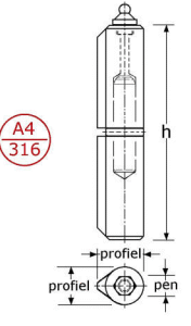 349257 - PIROSTA laspaumelles, zuurbestendig uit druppel-profiel roestvrijstaal 316 150mm 25x20mm ø13mm