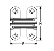378215 - onzichtbare scharnieren, hoogte 60mm (R-60) huis zamac-verchroomd, voor deurdikte 18-20mm scharnierdelen & pennen roestvrijstaal 304 47mm