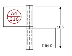 347252 - vlagfitsen zonder gaten met pen ø10mm, DIN RS roestvrijstaal 316 103x116x3 mm 10mm