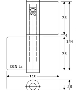 347765 - vlagfitsen zonder gaten met pen ø14mm, DIN Ls roestvrijstaal 304 154x116x6 mm 14mm