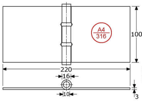 346280 - scharnieren met losse RVS-316 pen roestvrijstaal 316/1.4401 100x220x3 mm
16mm
10 stuks