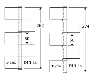 347257 - vlagfitsen met losse RVS-316 pen, DIN Ls roestvrijstaal 316 262x116x3 mm