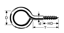 B259613- Roestvrijstaal splitpennen (kwaliteit A2 :RVS-304)((T(mm)tot oog:16mm) (D(mm)dikte:3,3mm)(HD(mm)draad:9mm)(verpakt per:100)