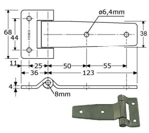 367273 - scharnieren met dwarsbled, vlak
roestvrijstaal 304 38 x123x 4mm 8mm 16mm 12