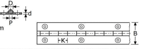350233 - pianoscharnieren met fijne knoop, vlak roestvrijstaal 304 RVS-304 1,2mm 30mm 2,3mm