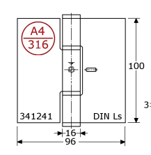 341241 - PIROSTA-scharnieren, DIN Ls roestvrijstaal 316 100x 96 x3 mm
10 mm