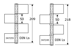 347255 - vlagfitsen met losse RVS-316 pen, DIN Ls roestvrijstaal 316 209x116x3 mm 10mm
16mm