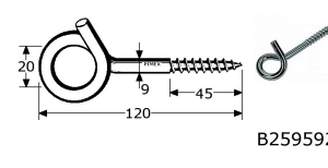 B259592- Roestvrijstaal tuimelpennen(kwaliteit a2 :RVS-304)(L(mm)lengte:120) (d(mm)dikte:9.0mm)(s(mm):20/11)(HD(mm)DRAAD 45 :(verpakt per:10)