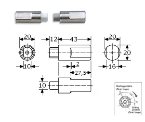 460205 - demping-speun 020mm (UDH-AMS) roestvrijstaal 304  020mm  55mm
