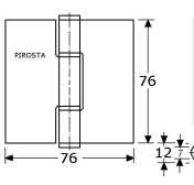341219 - scharnieren met losse pen RVS-316 ø7mm 76 x 76 x2,5 mm 7 mm