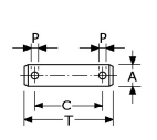 B258157- Roestvrijstaal tuimelpennen (kwaliteit A4 :RVS-316)(Maat A x t 12x56mm)(C (mm)TOT gat 46mm)(p(mm)gat:4mm)(verpakt per:20)