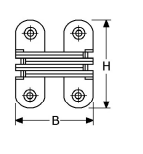 378213 - onzichtbare scharnieren, hoogte 45mm (R-45) huis zamac-verchroomd, voor deurdikte 18-20mm scharnierdelen & pennen roestvrijstaal 304