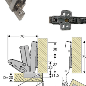 371363 - PIROSTA inboorpotscharnier, 165° draaiend geheel roestvrijstaal 304 RVS-304 3,5mm