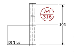 347251 - vlagfitsen zonder gaten met pen ø10mm, DIN LS roestvrijstaal 316 103x116x3 mm. 10mm