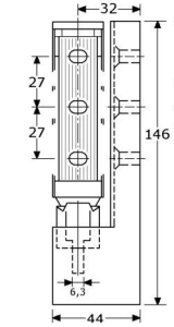 392255 - zelfsluitende paumelles, hoogte 146mm roestvrijstaal 304 RVS-304 ø6,3mm