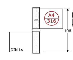 347241 - vlagfitsen zonder gaten met pen ø10mm, DIN LS roestvrijstaal 316 106x116x3 mm. 10mm