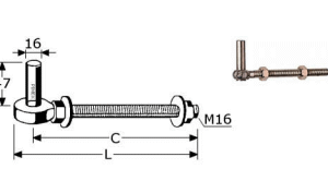 366269 - moerduimen met M16 met draadlengte 80mm roestvrijstaal 304 M16 x 116mm 16mm 100mm 10