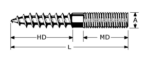 B270230- Roestvrijstaal houtschroeven (kwaliteit A2 :RVS-304)(Maat A x L:M6x 60mm)(MD (mm) metaaldraad:20)(HD (mm)houtdraad:36mm)(verpakt per:200)