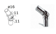 389209 - scharnier voor buis ø16x1,0mm roestvrijstaal 304  11+11mm