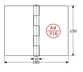 346292 - scharnieren met vaste RVS-316 150x180x3 mm
10 mm