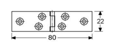 327222 - scharnieren met vaste pen en vlakke bledden roestvrijstaal 304 22 x 80 x 1,5 mm 3 mm