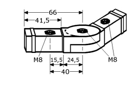 478830 - scharnier voor koker #30x30mm zwart polyamide (PA) werkende lengte 24,5+24,5-49mm