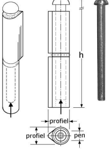 348242 - laspaumelles, BOL-model uit druppel-profiel roestvrijstaal 304 80mm 16x13mm