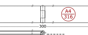 346257 - scharnieren met vaste RVS-316 pen roestvrijstaal 316 40 x 300 x 3 mm