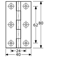 324232 - scharnieren met vaste RVS-316 80 x 40 x 1,5 mm 3,5mm