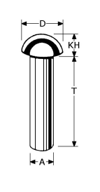 B230440-  Roestvrijstaal tuimelpennen(kwaliteit A2 :RVS-303)(Maat A x t:4X40mm)(D (mm) 7mm)(KH mm kop:2,2mm)(verpakt per:100)