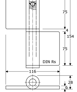 347766 - vlagfitsen zonder gaten met pen ø14mm, DIN RS roestvrijstaal 304 154x116x6 mm 14mm