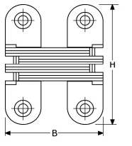378217 - onzichtbare scharnieren, hoogte 70mm (R-70) huis zamac-verchroomd, voor deurdikte 22-26mm scharnierdelen & pennen roestvrijstaal 304 53mm