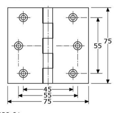 325271 scharnieren met vaste pen en vlakke bledden roestvrijstaal 316 75 x 75 x 2,5 mm 6 mm