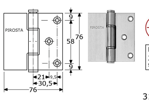 314216 -scharnieren met kogellagers 90 x 90 x 2,5mm 7 mm
roestvrijstaal 304/1.4301