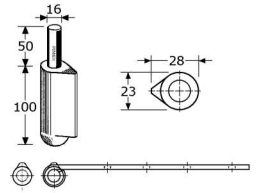 348239 - laspaumelles, BOL-model
uit druppel-profiel roestvrijstaal 304 200mm 28x23mm 16mm 100mm 10