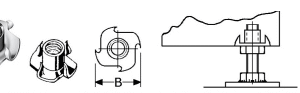 B248208-  Roestvrijstaal moeren (kwaliteit A2 :RVS-304)(binnenmaat mm:M4)(buitenmaat (B)mm:ca.15mm)(haakhoogte mm:5,5mm)(verpakt per:200)