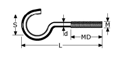 B259555- Roestvrijstaal splitpennen (kwaliteit A2 :RVS-304)(Maat M X L: M 5x50)( (D(mm)dikte:4,4mm)(S(mm):12/15mm)(MD(mm)draad:23mm)(verpakt per:100)
