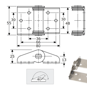 385255 - scharnieren met frictie (type IT-M50) roestvrijstaal 304 54 x 80 x 2 mm