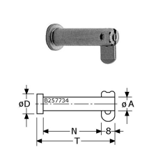 B257724- Roestvrijstaal tuimelpennen (kwaliteit A2 :RVS-304)(Maat A x t:6x56mm)(N (mm)nuttig 48mm)((d (mm) 9mm)(KH (mm)kop:2,4)(verpakt per:20)