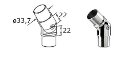 389217 - scharnier voor buis 033,7mm roestvrijstaal 304 22+22=44mm