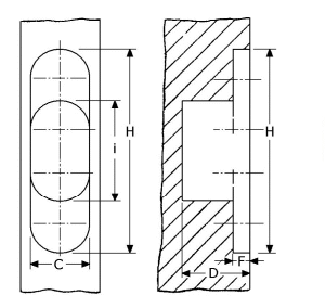378219 - onzichtbare scharnieren, hoogte 100mm (R-100) huis zamac-verchroomd, voor deurdikte 28-34mm scharnierdelen RVS-304 (4,5mm) h.o.h. 80mm