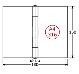 346290 - scharnieren met vaste RVS-316 150x180x3 mm
10 mm