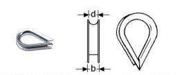 164232 -  Roestvrijstaal Staaldraadkabel (kwaliteitA4:RVS-316) (voor kabel (d) :2mm) (breedte B:4mm)  (inwendig maat :12x7mm) (materiaaldikte:0,7mm) (voor draadspanner:169202) (verpakt per:50)