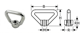 B266031 - Roestvrijstaal knevelmoeren (kwaliteit  A4:RVS-316)(maat M :M 10)(B uitwendig :70mm) (H hoogte :46mm) (D dikte :8mm) (R borst :20mm) (RH borsthoogte :15) (verpakt per:10)