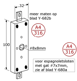 Roestvrijstaal piwax espagnoletsloten - 682215