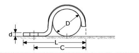 192217  -  Roestvrijstaal beugels (kwaliteitA2 :RVS-304) (voor pijp uitwendig:0 16mm) (lengte L:41mm)(lengte hart (C):zonder get) (dreedte:20mm) (dikte(d):1,2) (verpakt per:200)