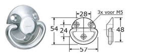 177262  -  Roestvrijstaal oogplaten (kwaliteitA4 :RVS-316) (plaat:048mm) (opbouwhoogte totaal:14,5/38mm)(ring inwendig:40x15mm) (ring dikte:7,5mm) (ring uitwendig:057mm) (verpakt per:25)