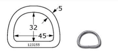123255- Roestvrijstaal S-haken (kwaliteitA2:RVS-316) (dikte :5mm) (inwendige hoogte :32mm) (inwendige :45mm) (uitwendige breedte :55mm) (verpakt per:50)