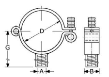 198209  -  Roestvrijstaal beugels (kwaliteitA4 :RVS-316) (voor pijp uitwendig:0 18mm) (sok(A):zonder sok) (dreedte (B):20mm) (dikte(d):3) (verpakt per:10st)